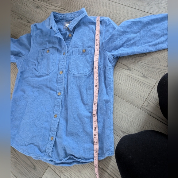 L.L. Bean Vintage Chamois Heavy Neptune Blue Flannel Button Down Size Medium - Picture 7 of 7